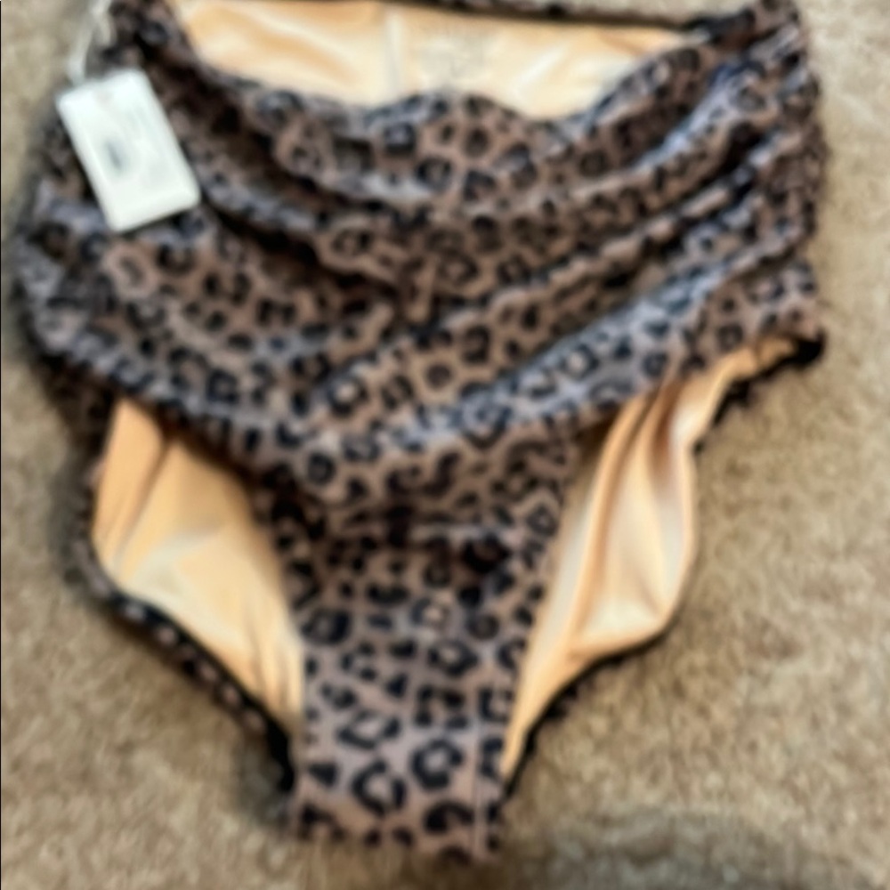 Leopard Print High-Waisted Bikini Bottoms
